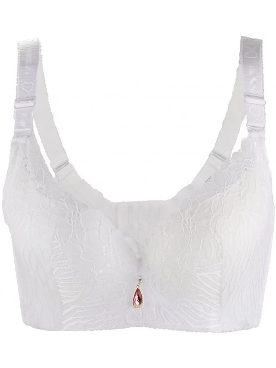 Bras Women Plus Size Lace Floral Underwire Full Figure Minimizer Bra - White - CW1857U0OH5 $11.19