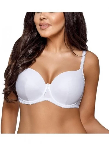 Bras 1263 Women's Underwired Padded Full Cup Plus Maxi Size Not Removable Straps - White - CF12K6QDWIB $20.20