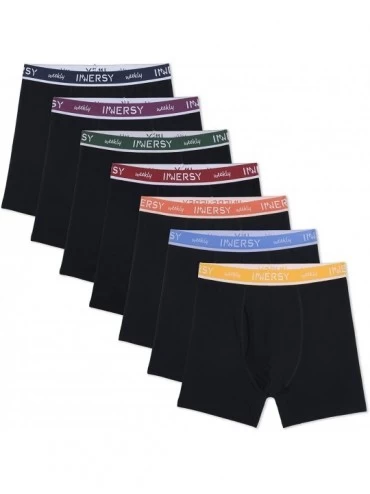 Boxer Briefs Men's Boxer Briefs Cotton Stretchy Underwear 7 Pack for a Week - Black With Weekly Waistband - CN18WC24762 $61.75