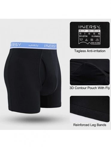 Boxer Briefs Men's Boxer Briefs Cotton Stretchy Underwear 7 Pack for a Week - Black With Weekly Waistband - CN18WC24762 $24.86