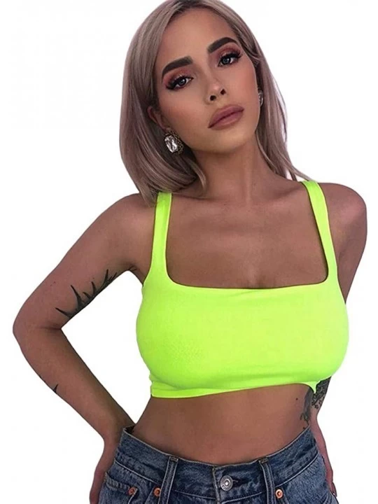 Camisoles & Tanks Women Flower Heart Letter Printed Knitted Tube Top Strapless Stretch Bra Wrapped Chest Tops - Green - CA18W...