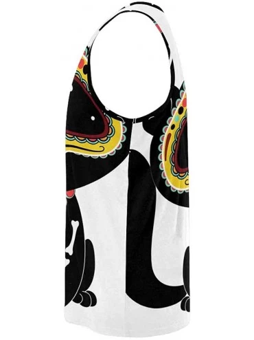 Undershirts Men's Muscle Gym Workout Training Sleeveless Tank Top Skull and Flower - Multi4 - CX19DLN86U3 $33.79