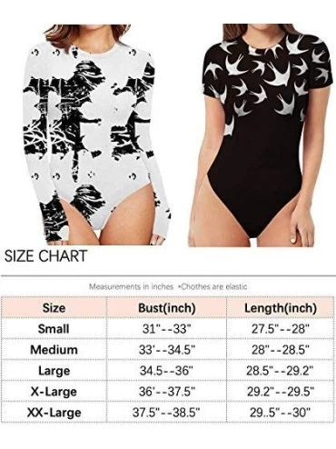 Shapewear Women's Galaxy Series Short Sleeve Tops Basic Round Neck Bodysuit Jumpsuit - Galaxy Flowers - CQ1908TOA6H $21.49