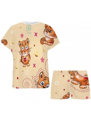 Sets Cartoon Tiger Cubs Women's Modal T Shirt Nightgowns Comfy Sleep Pajamas Set - Multi 1 - CI19CGT0ZE3 $68.81