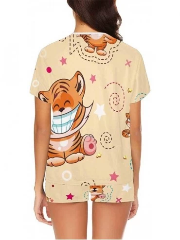 Sets Cartoon Tiger Cubs Women's Modal T Shirt Nightgowns Comfy Sleep Pajamas Set - Multi 1 - CI19CGT0ZE3 $36.76