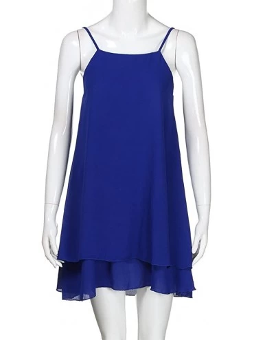 Panties Women's Solid Strappy Short Mini Dress Tank Dress Beach Party Sundress - Blue - CY18RD985G2 $13.37