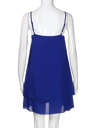 Panties Women's Solid Strappy Short Mini Dress Tank Dress Beach Party Sundress - Blue - CY18RD985G2 $13.37