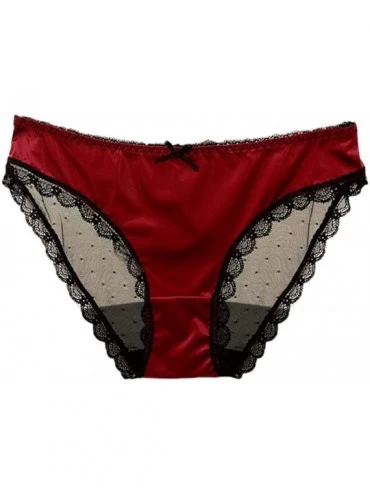 Slips Womens Sexy Lace Mesh Strappy Briefs Ladies Comfortable Seamless Underpants - Red 2 - CK1967YQYUR $19.24