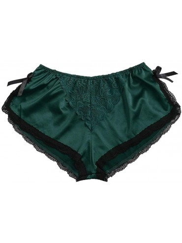 Bustiers & Corsets Satin Pants Sexy lace Pajama Underwear Women Shorts S-XXXL - Green C - CN198N0Y3YN $24.86