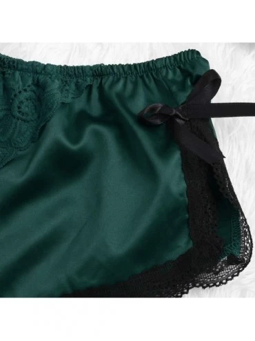 Bustiers & Corsets Satin Pants Sexy lace Pajama Underwear Women Shorts S-XXXL - Green C - CN198N0Y3YN $10.05