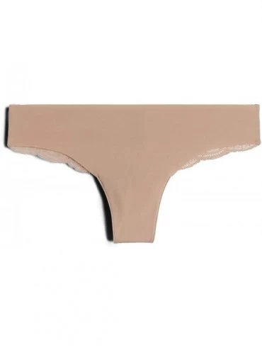 Panties Womens Seamless Microfibre and Lace Cheeky Briefs - Natural - 044 - Soft Beige - CL18QMN85GD $42.66
