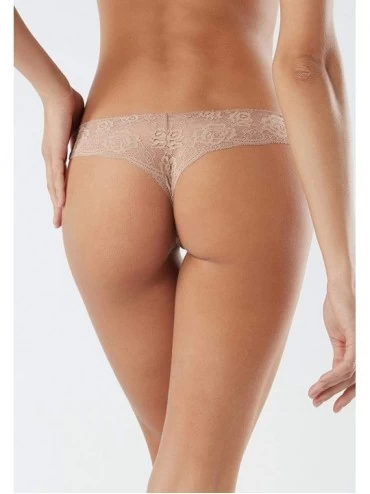 Panties Womens Seamless Microfibre and Lace Cheeky Briefs - Natural - 044 - Soft Beige - CL18QMN85GD $26.16