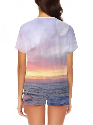 Sets Sailboat Sunset Ocean Horizon Women's Lightweight Pajama Set- Short Summer Pjs - Multi 1 - CQ19D5QR7NM $39.99