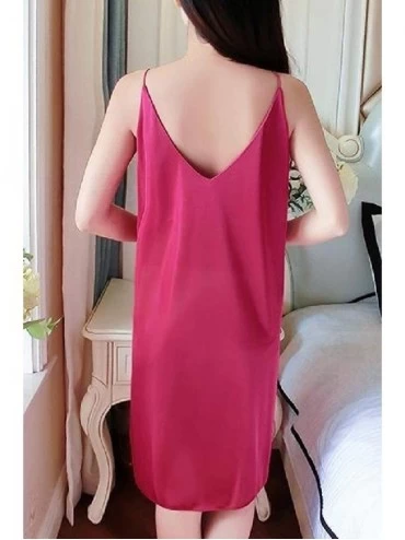 Nightgowns & Sleepshirts Womens Sexy Sling Silk Sleeping Dress Charmeuse Nightshirt Sleepwear - As3 - C119E758IIM $15.86