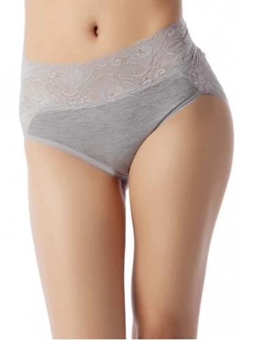Panties Women's Cotton Comfort Lace Hip Hugger Soft Modal High Waist Hipster Panty - Light Cool Grey - C618CGS5CIR $10.49