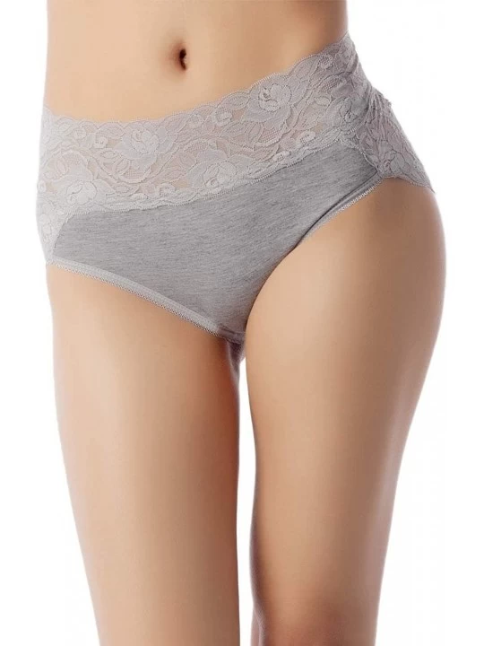 Panties Women's Cotton Comfort Lace Hip Hugger Soft Modal High Waist Hipster Panty - Light Cool Grey - C618CGS5CIR $10.49