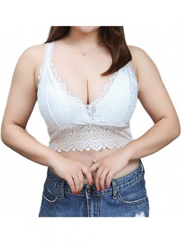 Camisoles & Tanks Women Lace Bra Underwear V-Neck Tank Top Half Camisole Bottoming Beautiful Back Wrap Chest - White - CF1908...