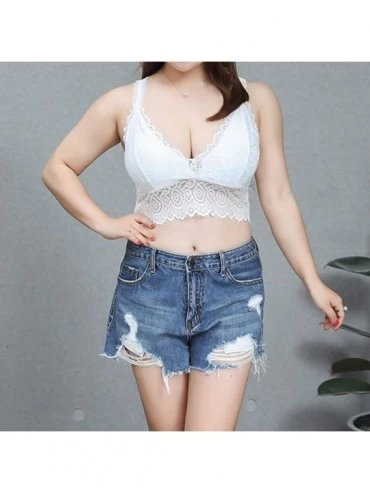 Camisoles & Tanks Women Lace Bra Underwear V-Neck Tank Top Half Camisole Bottoming Beautiful Back Wrap Chest - White - CF1908...