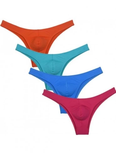 Briefs Men's Smooth Bikini Briefs Underwear Low Rise Cheeky Briefs Hipster Panties - 4-pack Oblpl - CR18ZNZTR6R $30.76