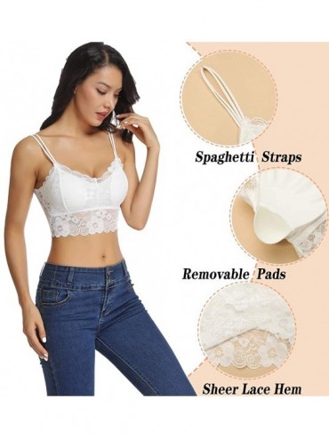 Camisoles & Tanks Bralettes for women padded Lace Bandeau Bra Strappy Bralettes Halter Cropped Cami Bra Spaghetti Strap Crop ...