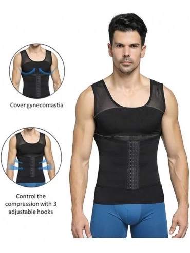 Shapewear Mens Shapewear Tank Top Lumbar Back Support Liposuction Compression Garment Control Top Underwear - Black-sleeveles...
