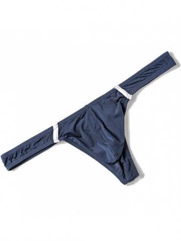 G-Strings & Thongs Premium Men's Thong G-String Underwear- Hot Men's Thong Undie- No Visible Lines. - Navy Blue - CT18T6KAL2O...