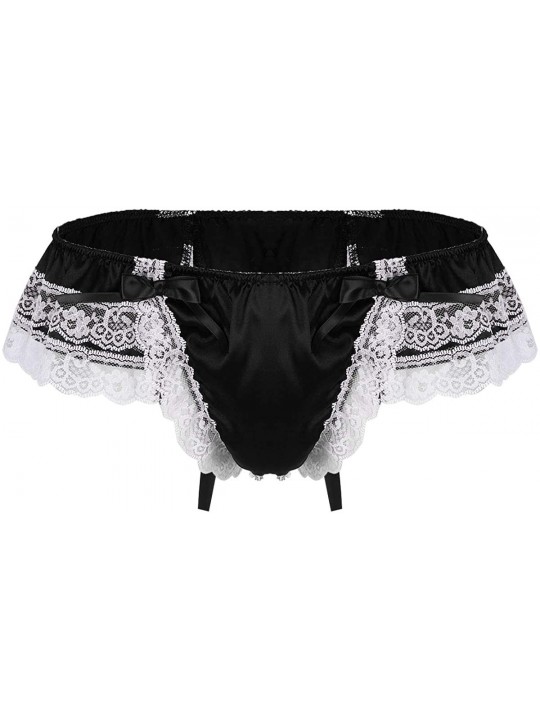 Men's Frilly Satin Floral Lace Skirted Panties Sissy Pouch G-String ...