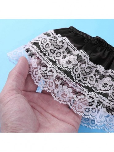 G-Strings & Thongs Men's Frilly Satin Floral Lace Skirted Panties Sissy Pouch G-String Thong Briefs Lingerie Underwear - Blac...