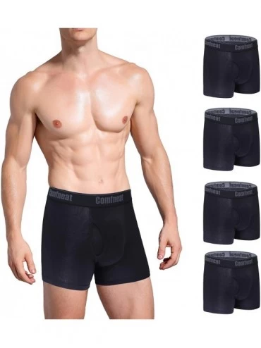 Boxer Briefs Men's 4-Pack Boxer Briefs Bamboo Rayon Ultra Soft Comfy Underwear with Fly - Black 4-pack - C218UEKSI74 $44.35