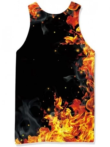 Undershirts Mens 3D Graphic Printed Tank Top Cool Muscle Sleeveless Tees Gym Workout Shirt - Black Red Yellow - CH194ER6TIO $...
