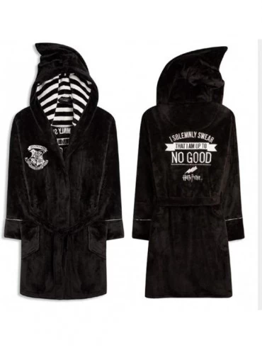Robes Men's Bathrobe- Fleece Kimono Bathrobe Cosplay Robe Adult Men Women Fleece Sleepwear-Black-S - Black - CJ194SS4R7U $77.38