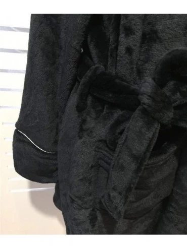 Robes Men's Bathrobe- Fleece Kimono Bathrobe Cosplay Robe Adult Men Women Fleece Sleepwear-Black-S - Black - CJ194SS4R7U $36.11