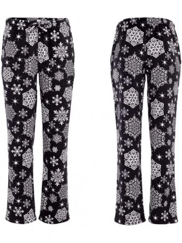 Bottoms Women's Warm Fleece Pajama Pants- Long Lounge Bottoms - Christmas Snowflakes and Birds - C818TTI5O9L $22.90