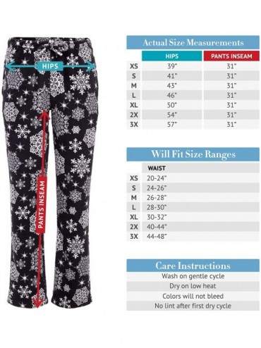 Bottoms Women's Warm Fleece Pajama Pants- Long Lounge Bottoms - Christmas Snowflakes and Birds - C818TTI5O9L $47.98