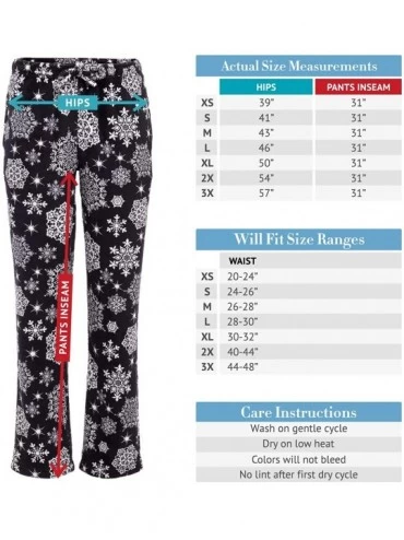 Bottoms Women's Warm Fleece Pajama Pants- Long Lounge Bottoms - Christmas Snowflakes and Birds - C818TTI5O9L $22.90