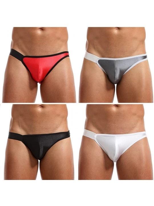 Briefs Men's Sexy Low Rise Briefs Tagless Underwear - Ak9085-black/White/Grey/Red(4-pack) - CY193GALQ8W $13.08