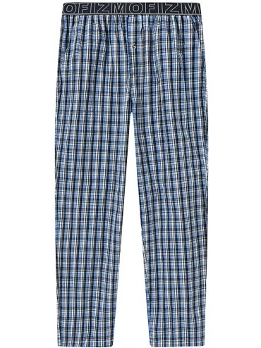 Sleep Bottoms Men's Pajama Pants Cotton Pajama Bottoms Plaid Lounge Pants with Pockets - Light Blue/Red Brown/Light Green - C...