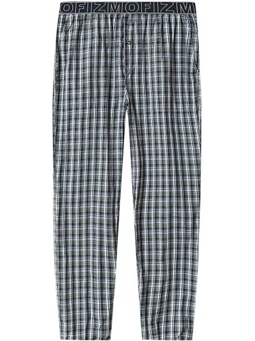 Sleep Bottoms Men's Pajama Pants Cotton Pajama Bottoms Plaid Lounge Pants with Pockets - Light Blue/Red Brown/Light Green - C...
