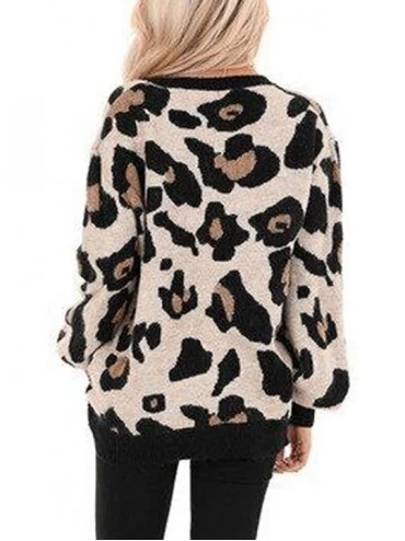 Nightgowns & Sleepshirts Womens Leopard Print Plush Sweater Casual Loose Long Sleeved Round Neck Autumn Winter Warm Shirt Swe...