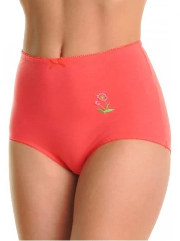 Panties Women's Assorted Cotton Blend High Waisted Brief Panties (6-Pack) - 6-pack Flower - CC180SMDOWD $37.99