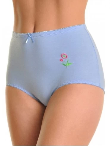 Panties Women's Assorted Cotton Blend High Waisted Brief Panties (6-Pack) - 6-pack Flower - CC180SMDOWD $15.70