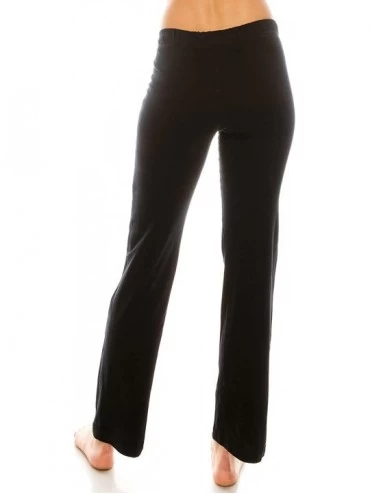 Bottoms Cotton Wide Leg Comfy Lounge Jogger Elastic Waist Drawstring Pajama Pants Women - Black - CU19C55YS6R $17.39