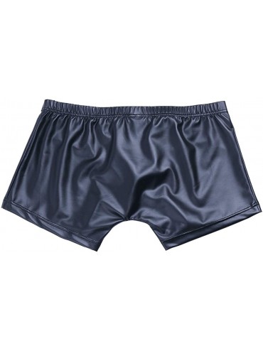 Men's Faux Leather Button Bulge Pouch Boxer Shorts Trunks Underwear ...