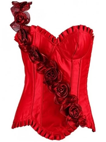 Bustiers & Corsets Womens Flower Bustier Waist Trainer Slimming Overbust Corset Modeling Strap Shapers - Red - CB18TDOEDCU $3...