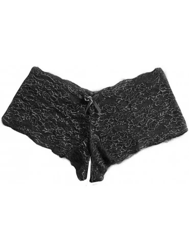 Garters & Garter Belts 3PC Sexy Women Lace Lingerie Plus Size Underwear Open Crotch Bowknot Underwear - Black - CD199LGAOKR $...