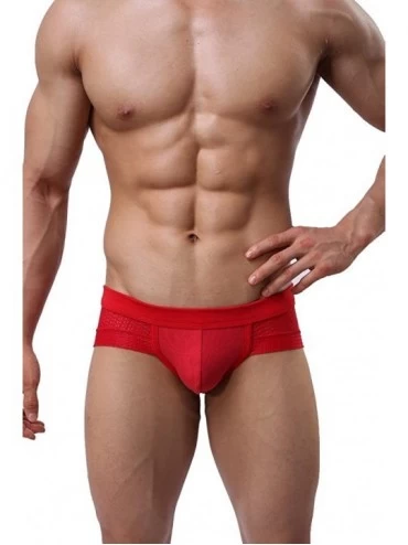 Boxer Briefs Men's Underwear Breathable Hole Mini Boxer Briefs - Red - CP121R7Z48T $9.34