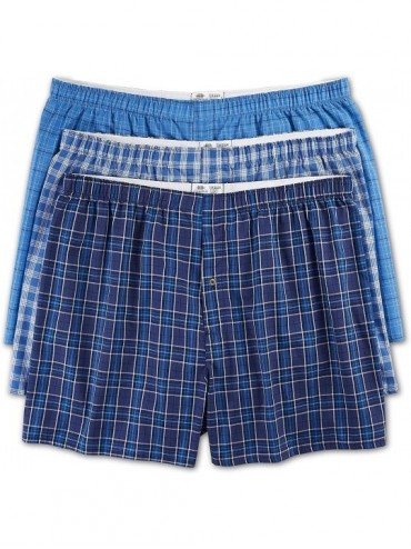 Boxers Big and Tall 3-Pack Plaid Woven Boxers - Blue - CA12GW5NM6H $73.03