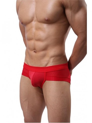 Boxer Briefs Men's Underwear Breathable Hole Mini Boxer Briefs - Red - CP121R7Z48T $22.95