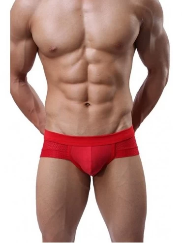 Boxer Briefs Men's Underwear Breathable Hole Mini Boxer Briefs - Red - CP121R7Z48T $9.34