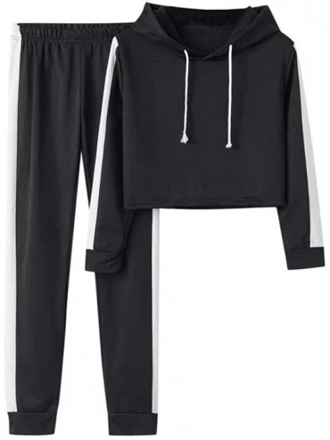 Sets Tracksuit Sweatshirt Pants Sets Women 2Pcs Sports Long Sleeve Casual Suit - Black 07 - C11982A45XX $20.09